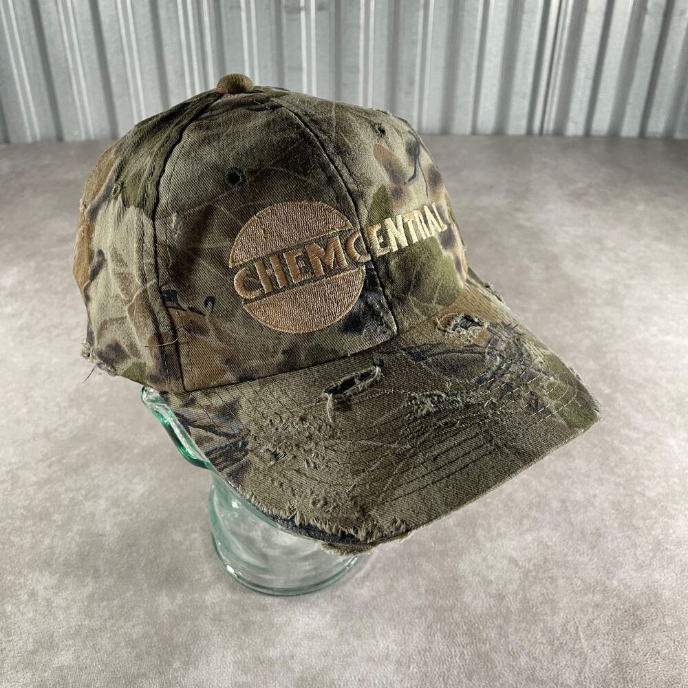 90s Y2K Chemcentral Camo Realtree Snapback Hat Distressed Thrashed Streetwear
